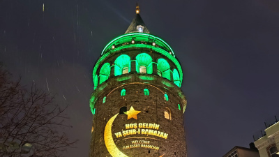 Galata Kulesi'nde Ramazan ışığı