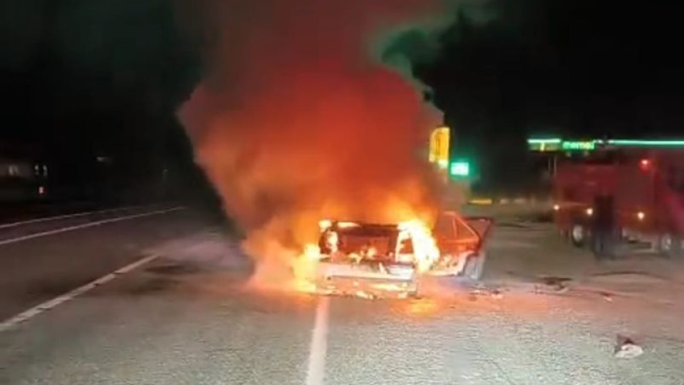 Hareket halindeyken alev topuna döndü!