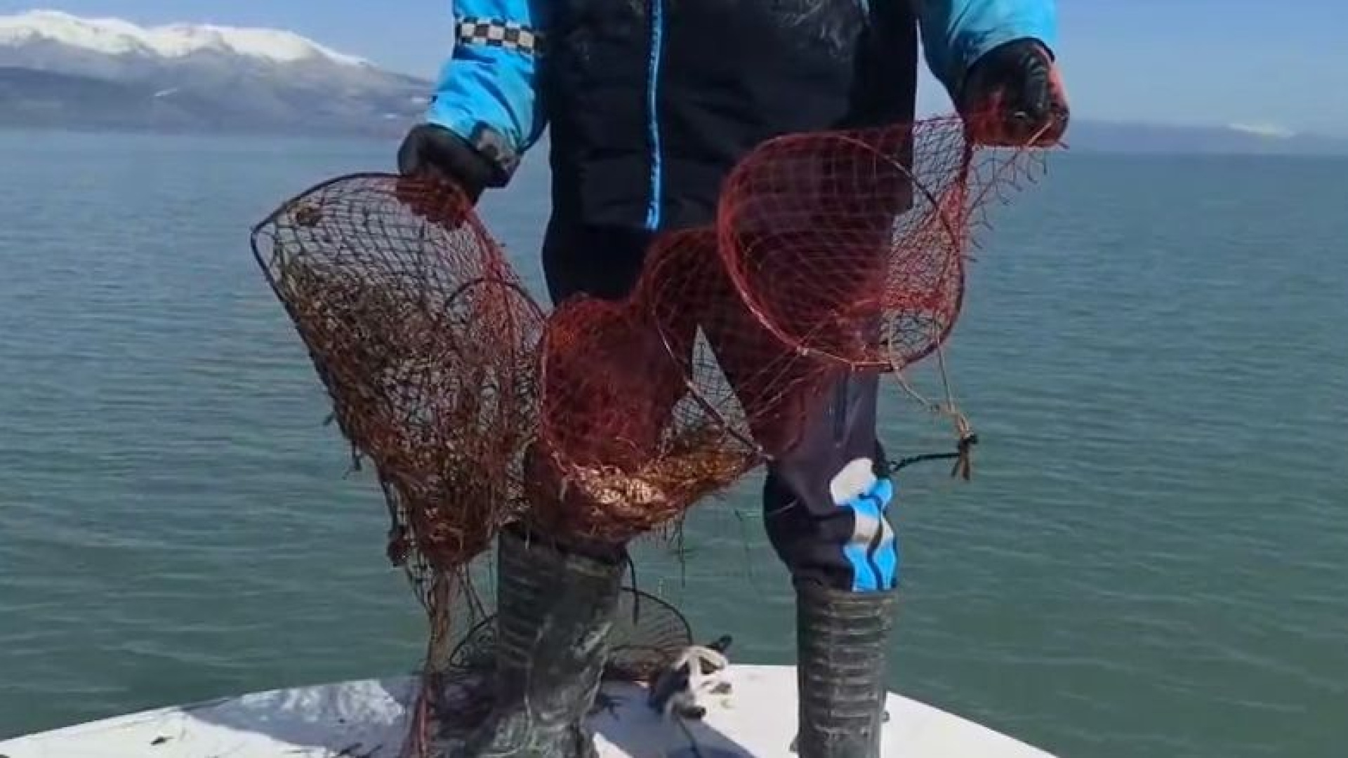 Eğirdir Gölü'nde Kaçak Kerevit Pinterlerine El Konuldu, Canlılar Göle Bırakıldı