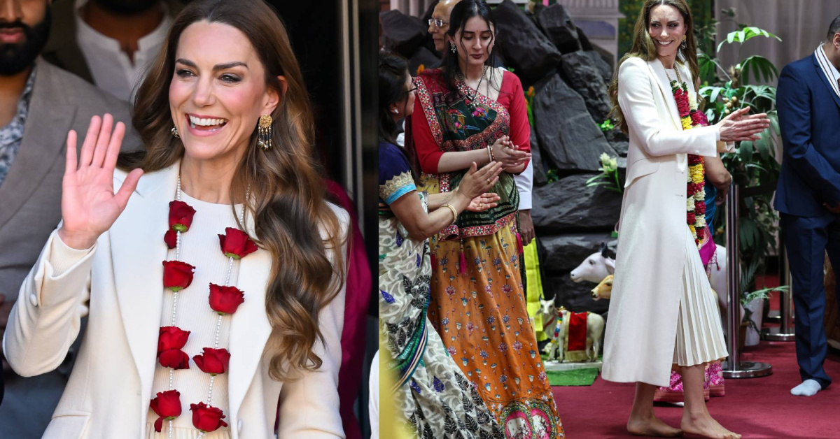 Prenses Kate Middleton tapınak ziyaretinde çıplak ayakla dans etti