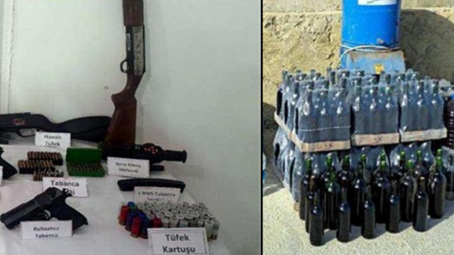 Çiftlikte silah, sahte içki, uyuşturucu ele geçirildi