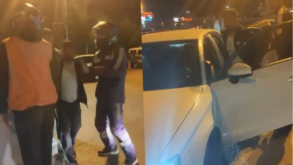 Kuryeyi darp edip ayağını ezdi!