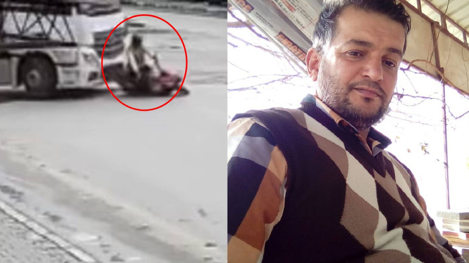 Sağa dönen kamyonun altında kaldı