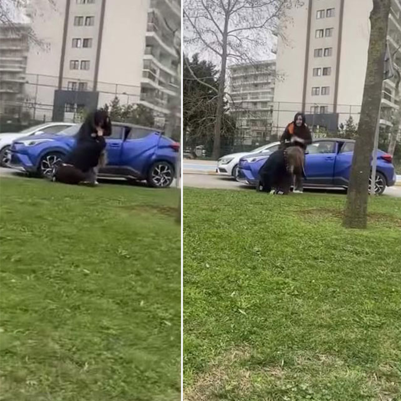 Saç saça baş başa girdiler! İki kadının trafik kavgası!