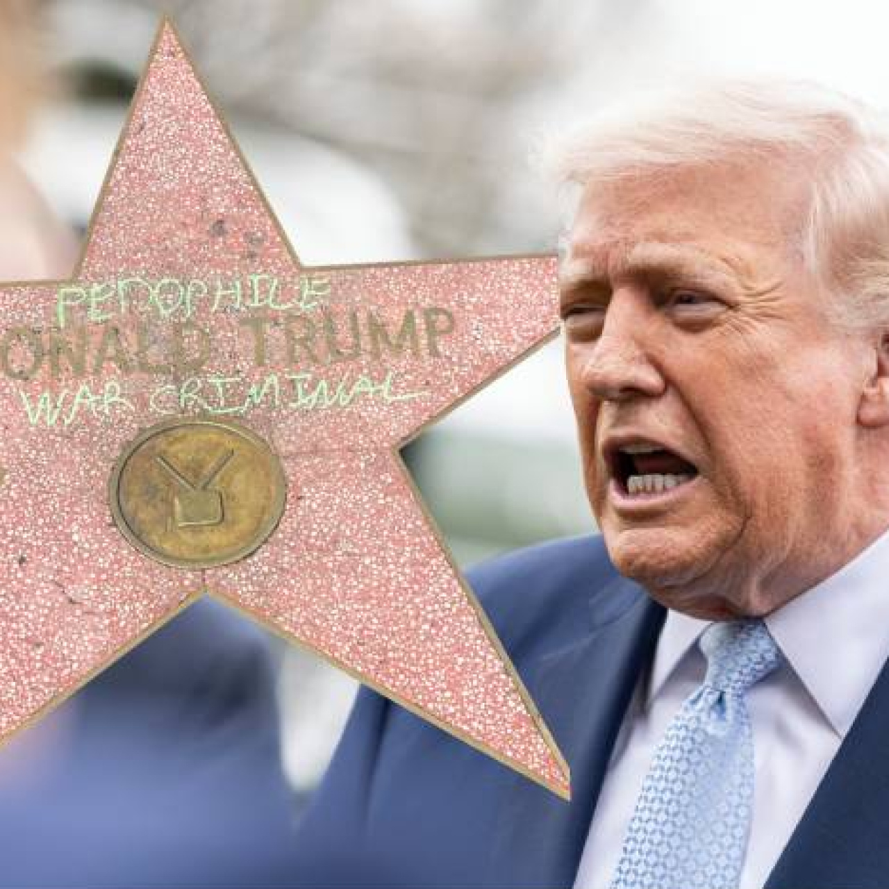 Kaldırımdaki yıldıza protesto