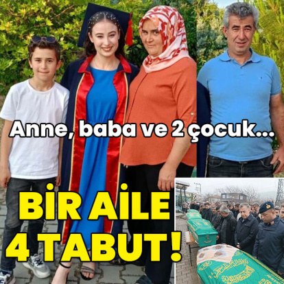 Anne, baba ve 2 çocuk... 4 tabut yan yana!