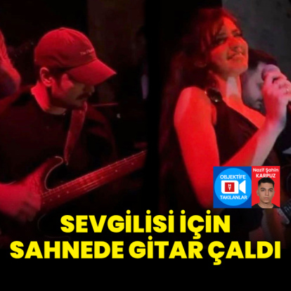 Sevgilisi için sahnede gitar çaldı