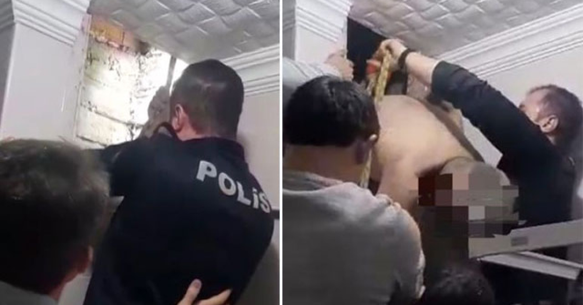 Yozgat'taevde cinayete kala! Kadın havalandırma boşluğunda sıkıştı