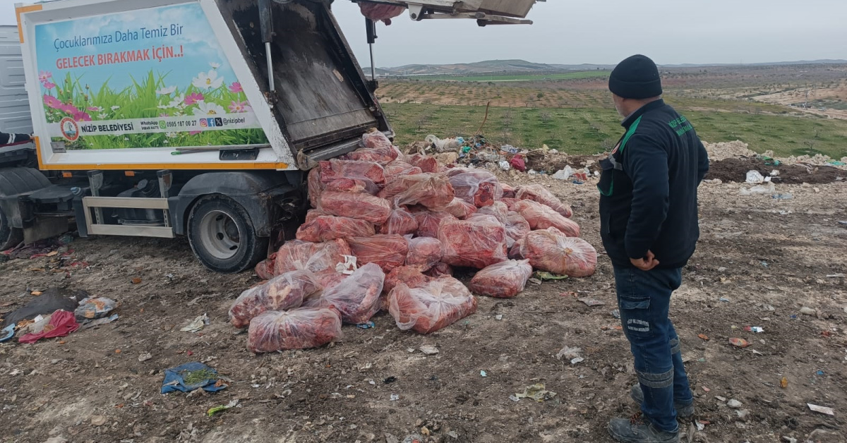 Nizip'te 1.6 ton sakatat imha edildi