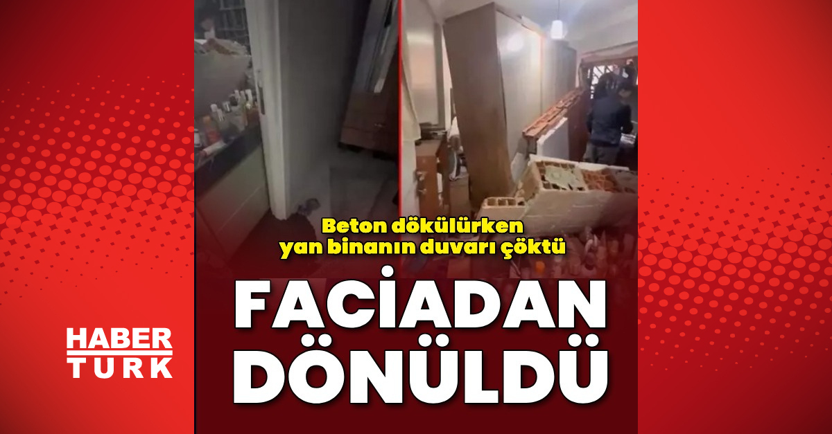 Zeytinburnu'dainşaat sırasında yandaki binanın duvarı çöktü