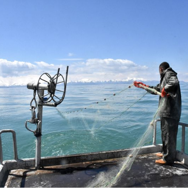 Van Gölü'nde yasak öncesi son ağlar atılıyor
