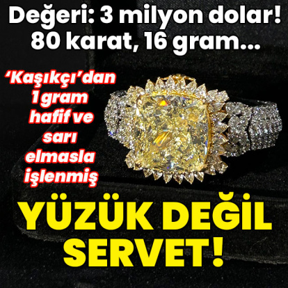 80 karat, 16 gram ve sarı elmasla işlenmiş pırlanta! Değeri: 3 milyon dolar!