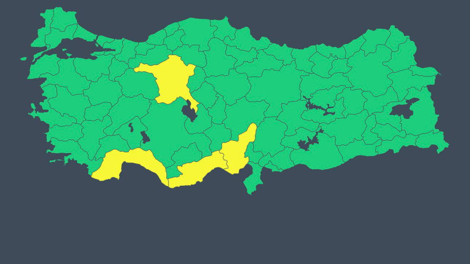 4 kente "sarı" kodlu uyarı!