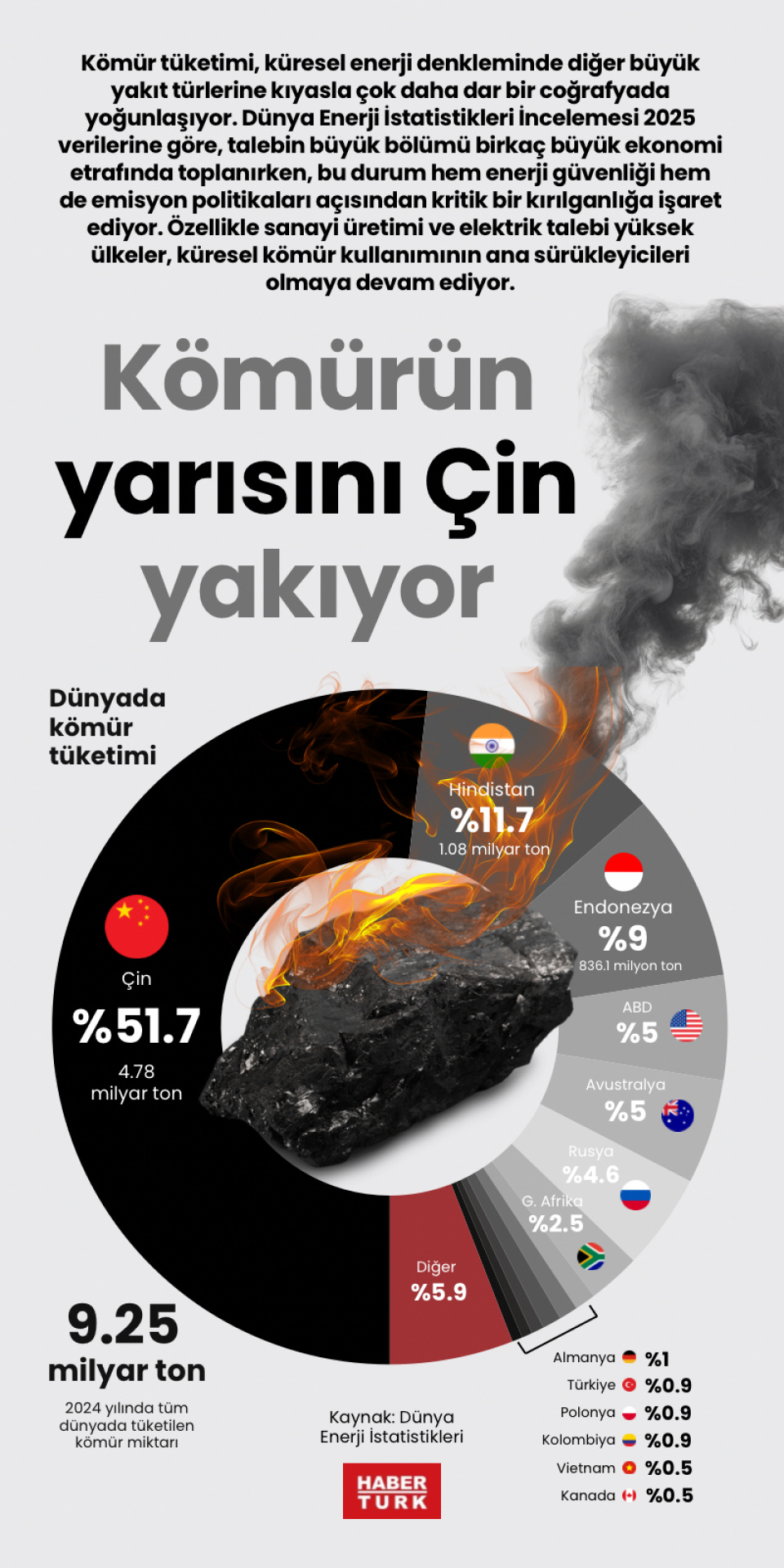 Kömürün yarısını Çin yakıyor