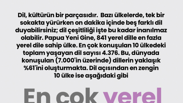 En çok yerel dil konuşulan ülkeler