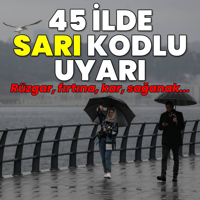 45 ilde sarı kodlu uyarı