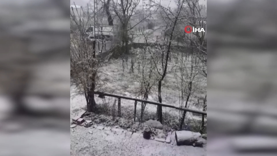 Kiraz çiçekleri karla kaplandı