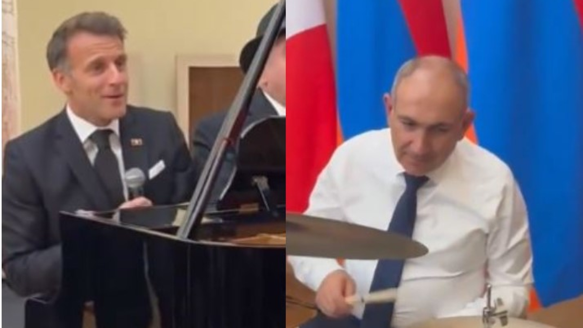Fransa Cumhurbaşkanı Macron ve Paşinyan'dan canlı müzik performansı