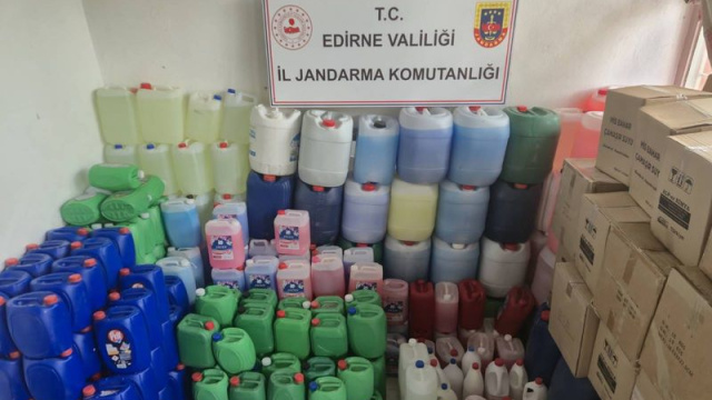 Edirne'de sahte sıvı deterjan ele geçirildi