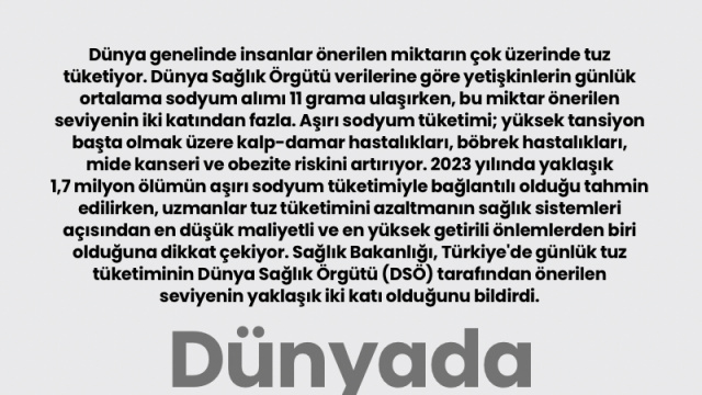 Dünyada tuz tüketimi kontrolden çıktı