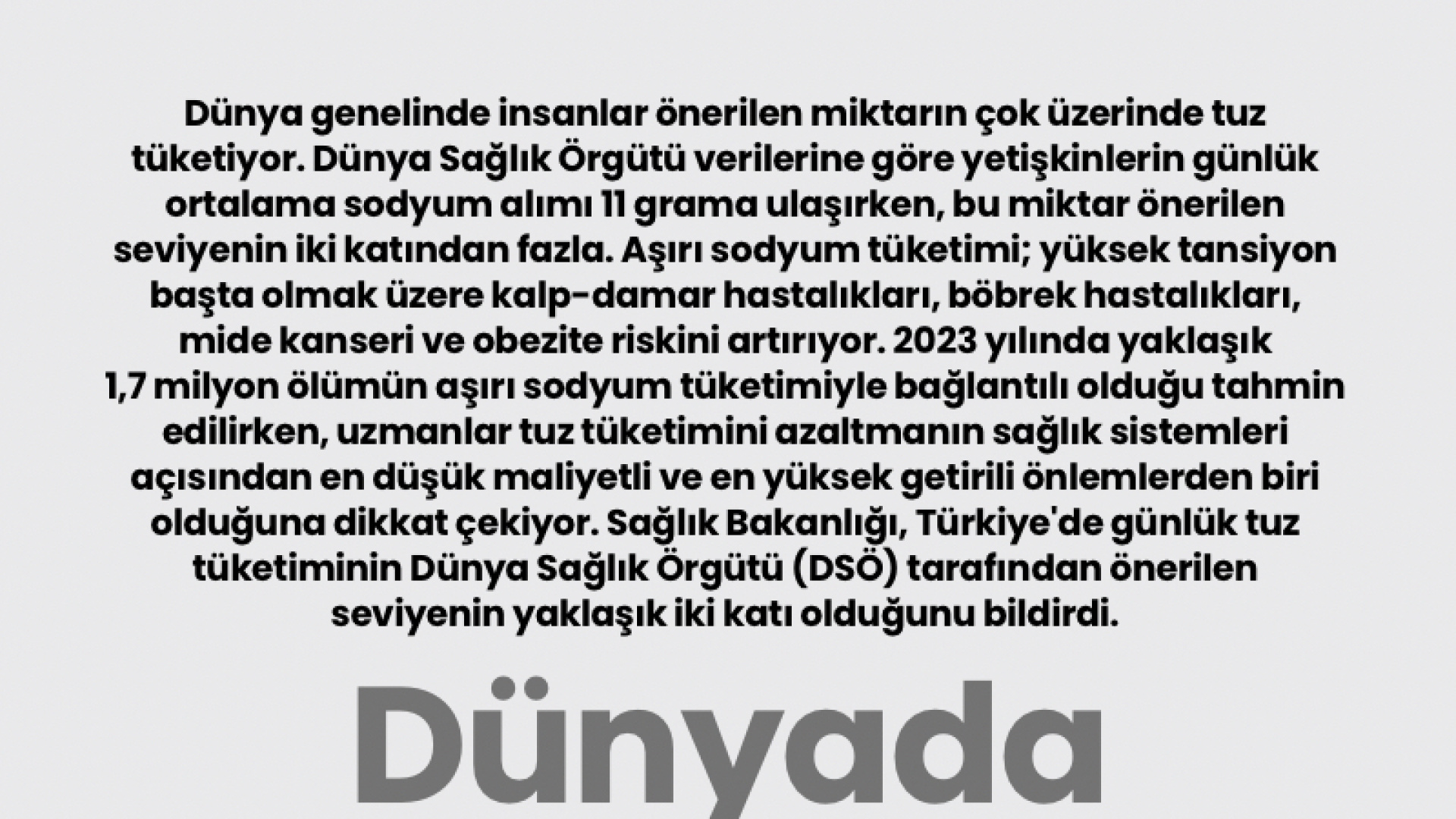 Dünyada Tuz Tüketimi Kontrolden Çıktı: Sessiz Sağlık Krizi Büyüyor