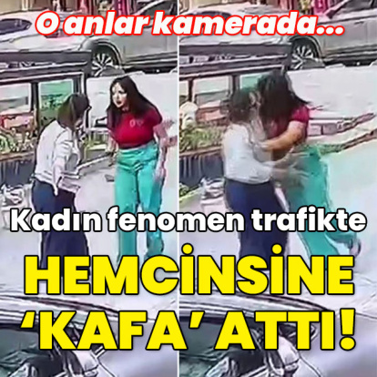 Kadın fenomen trafikte hemcinsine kafa attı!