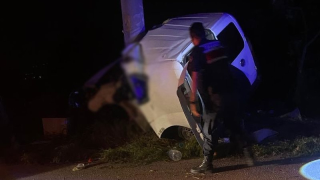 Hafif ticari, direğe çarptı: 2 ölü, 2 yaralı