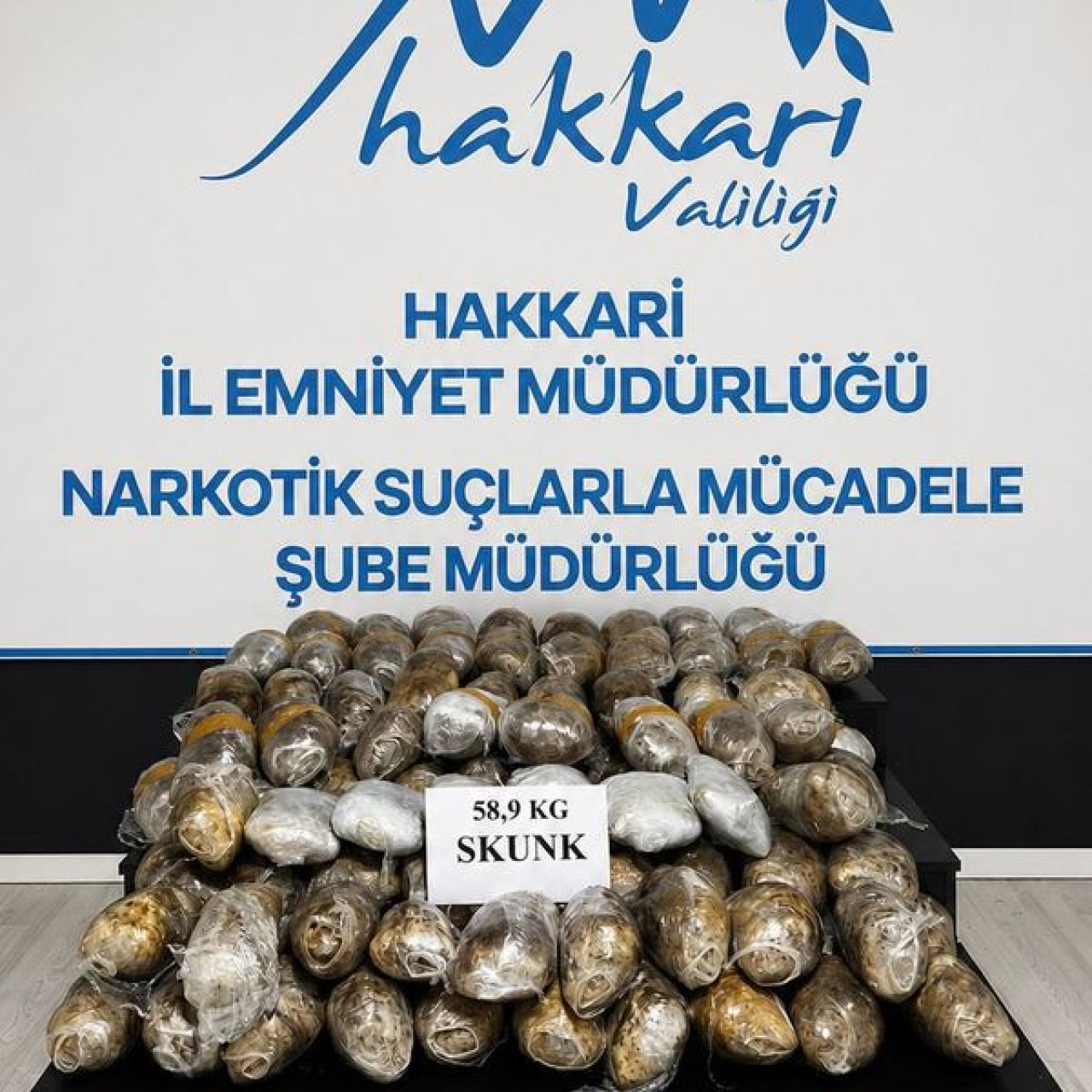 Hakkari'de 59 kilogram skunk ele geçirildi