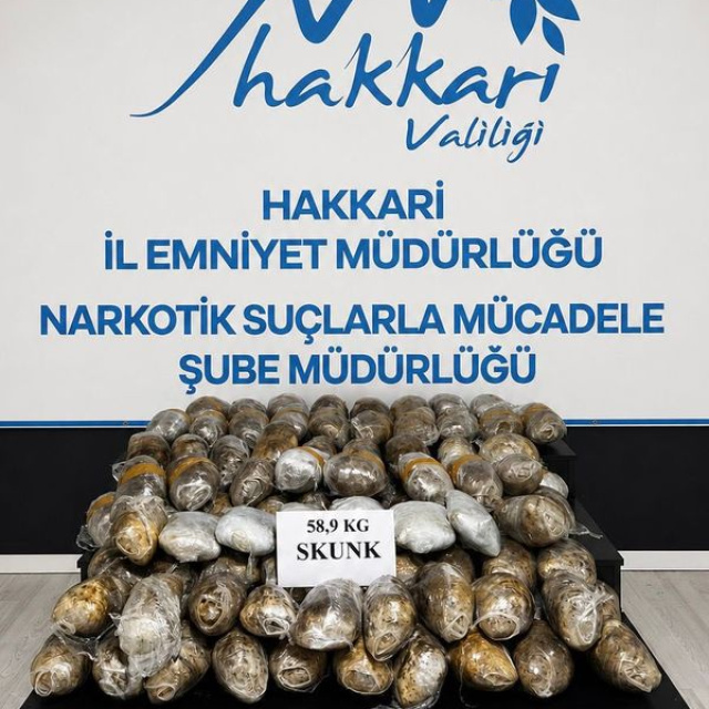 Hakkari'de 59 kilogram skunk ele geçirildi