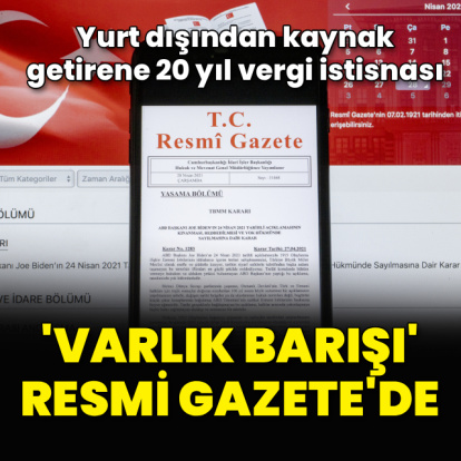 Varlık Barışı Resmi Gazete'de