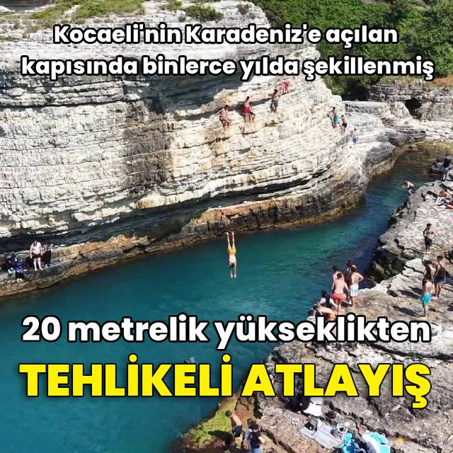 Kartal Kayalar’da tehlikeli atlayış
