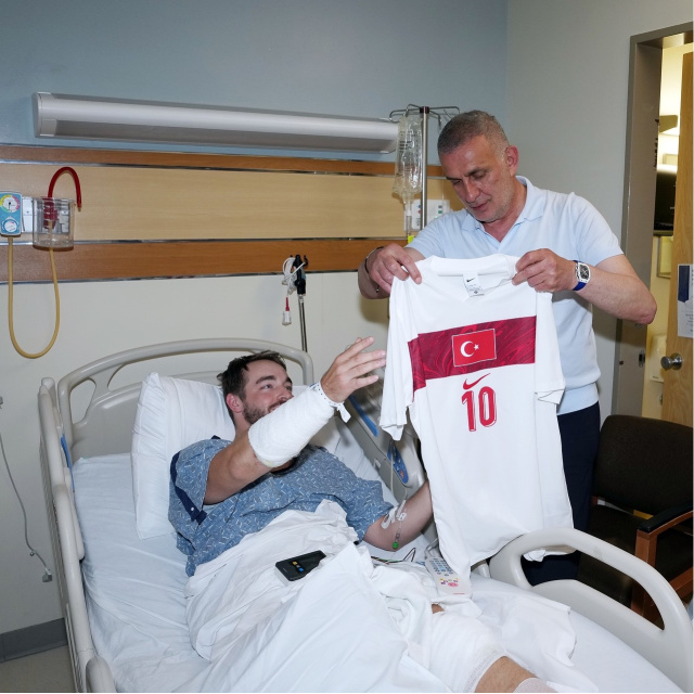 Hacıosmanoğlu kaza geçiren polisi ziyaret etti