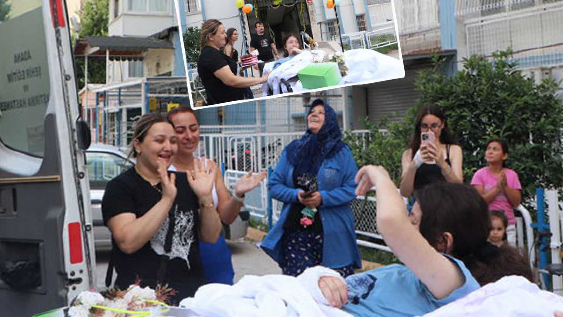 Adana'da 12. kattan düşen genç kız pastayla karşılandı