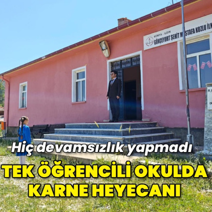 Tek öğrencili okulda karne sevinci