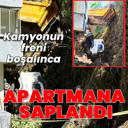 Kamyon apartmana saplandı!