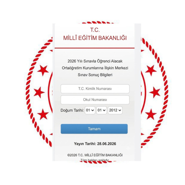 LGS sonuçları sorgulama ekranı