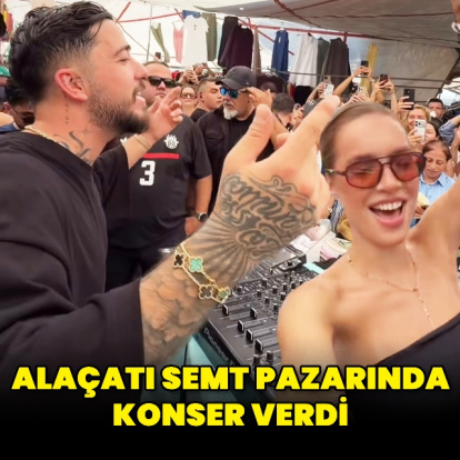 Alaçatı semt pazarında konser verdi