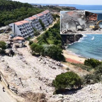 9 yıldır atıl haldeydi talan edilmişti... Riva'da o otel yıkılıyor!