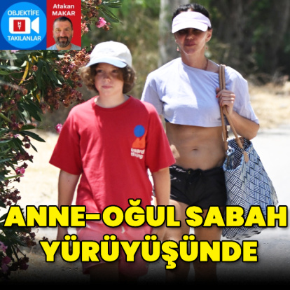 Anne-oğul sabah yürüyüşünde