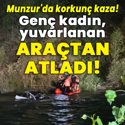 Genç kadın, yuvarlanan araçtan atladı!