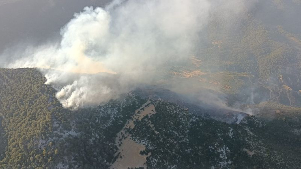 Kaş'ta orman yangınına müdahale ediliyor