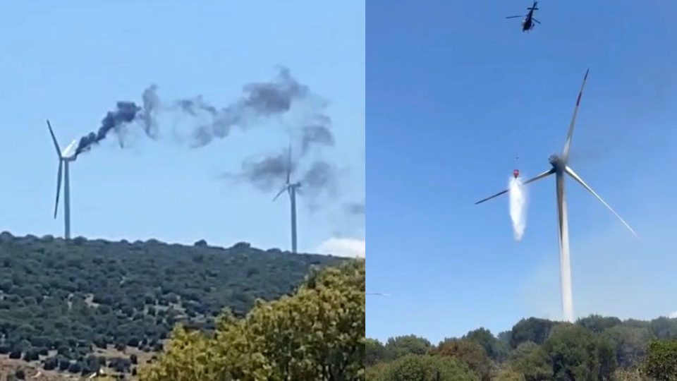 Türbindeki yangına helikopterle müdahale