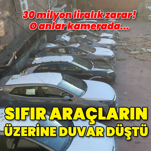 Sıfır araçların üzerine duvar düştü