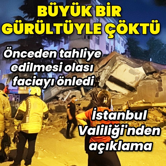 Tahliye edilen bina çöktü