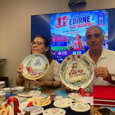 Edirne Maratonu madalyalarında "çini sanatı"