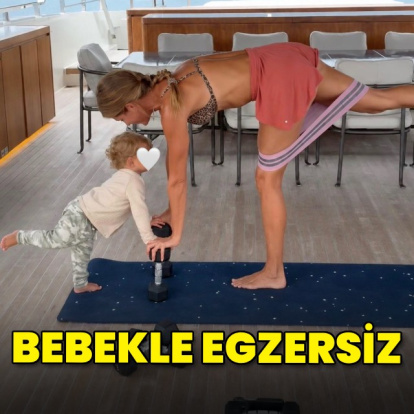 Bebeğiyle egzersiz yaptı