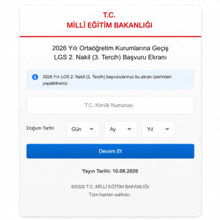 LGS 2. nakil başvuru ekranı