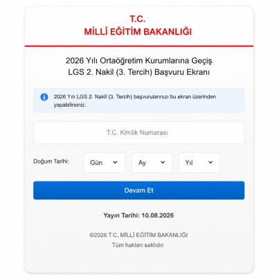 LGS 2. nakil başvuru ekranı