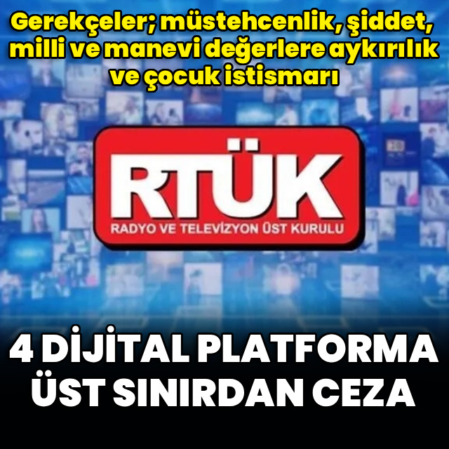 RTÜK'ten dört dijital platforma üst sınırdan ceza