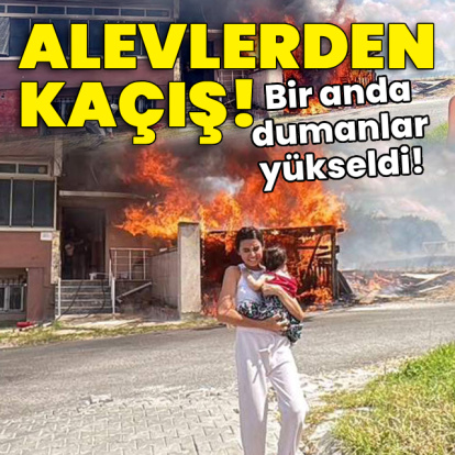 Alevler garaja sıçradı, kardeşini alıp kaçtı!